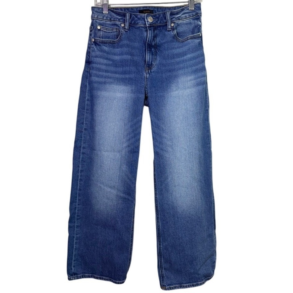 Quince Bella Stretch Relaxed Straight Jeans Atlantic Blue High Rise Sz 28/6